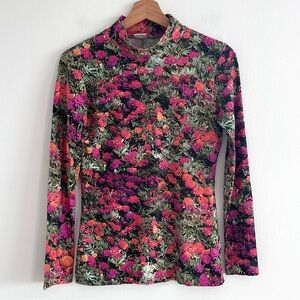 PS Paul Smith floral photo printed soft stretchy long sleeve mock neck top Small